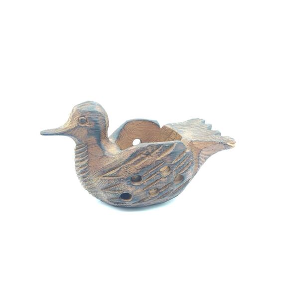 Vintage Hand-Carved Wood Duck Bird Candle & Incense Holder Edward Rodriguez Co. - Picture 9 of 9